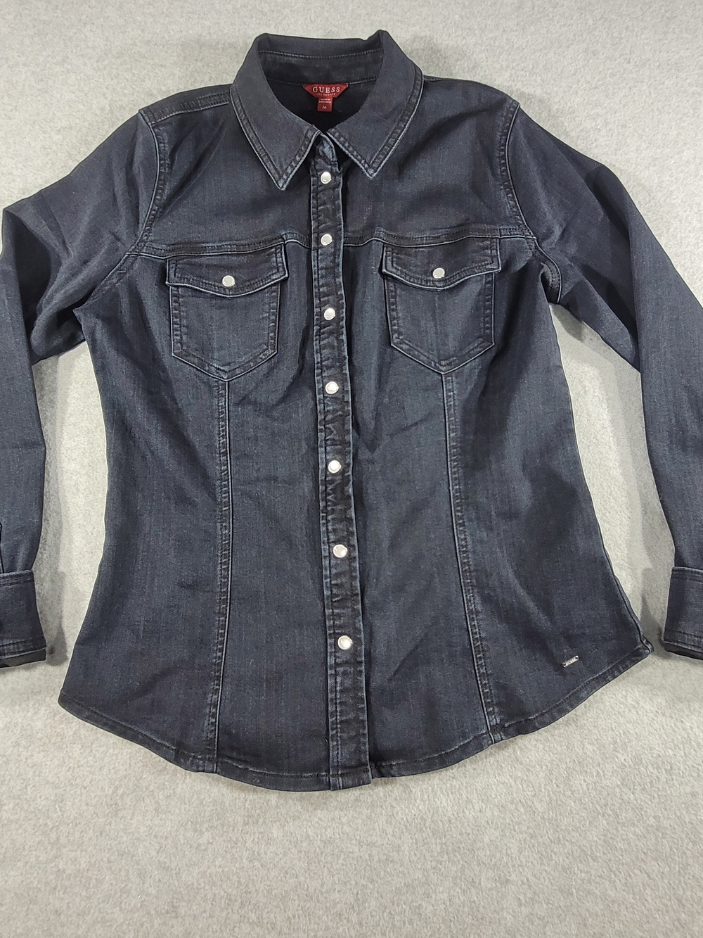 Guess Women's Dark Button-Down Denim Shirt